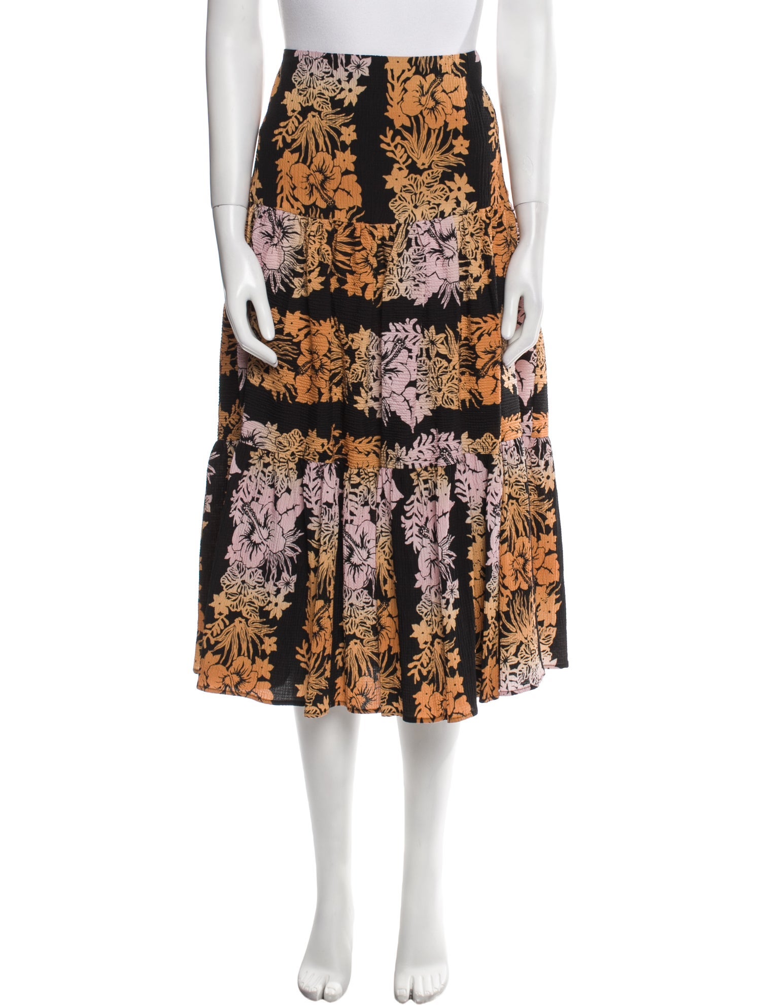 Sandro Floral Print Midi Length Skirt